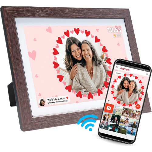 Denver PFF1042 - Digitale Fotolijst - 10.1 inch HD IPS Touchscreen - Hout Look - WiFi - 16GB opslag - Frameo App Tweedehands
