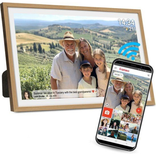 Denver PFF3263 - Digitale Fotolijst 32 inch - Full HD IPS Touchscreen - Frameo App - Hout Tweedehands