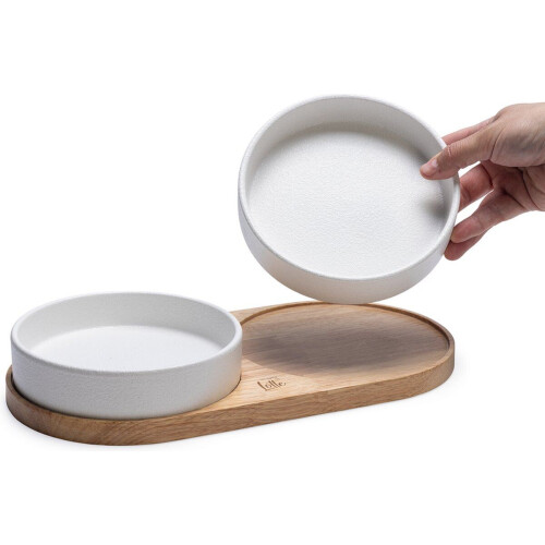 Designed by Lotte Dinerset Lojs - Voerbak Kat - Keramiek - Extra breed - Wit (2 stuks)