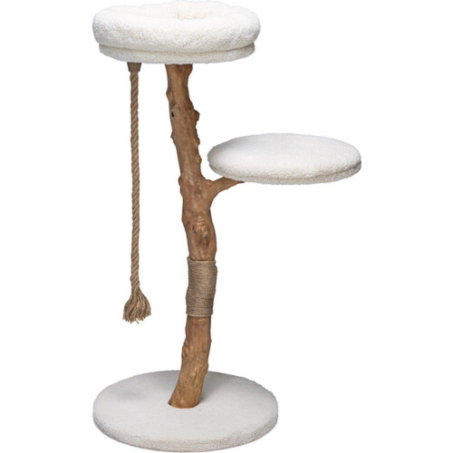 Designed by Lotte - Krabmeubel Vilja - Krabpaal met jute krabgedeelte en kattenmand - Hout 110x50 cm