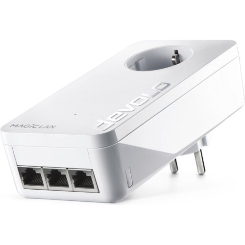 devolo Magic 2 LAN triple - Powerline adapter - 2400 Mbps - 3 Gigabit LAN-poorten - met stopcontact