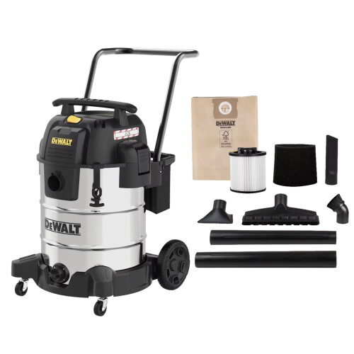 DeWalt 61L Stealthsonic RVS nat-/droogstofzuiger - 61 liter - RVS - 16,1 kg - 960 W - Zwart/Silver