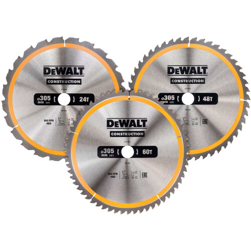 DeWalt DT1964-QZ - Cirkelzaagbladen set - 305 x 30 mm - 24t 48t 60t Tweedehands