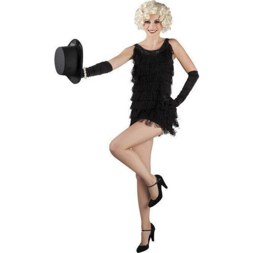 Diana Jurk - Kostuum - Elegante stijl met witte sliertjes - Zwart