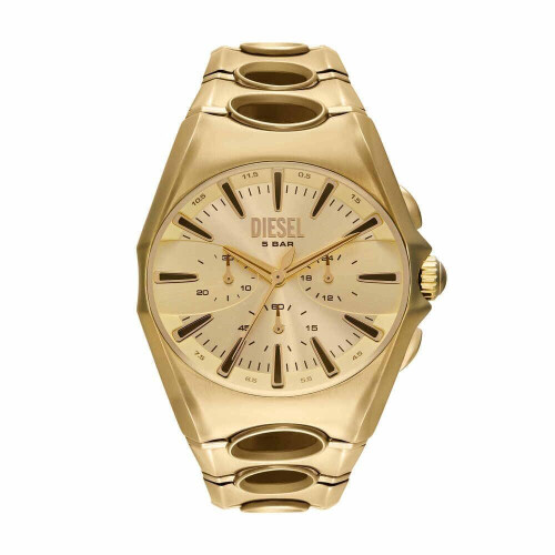 Diesel D-CURVE - Heren Horloge 48 mm - Chronograaf - Goudkleurig