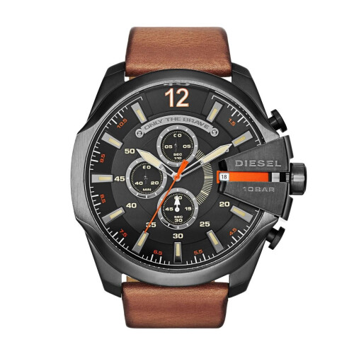 Diesel Mega Chief DZ4343 - Herenhorloge 51 mm - Quartz - Bruin Grijs Tweedehands