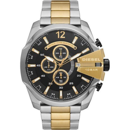 Diesel Mega Chief DZ4581 - Heren Horloge - 51 mm - Goud/Zilver