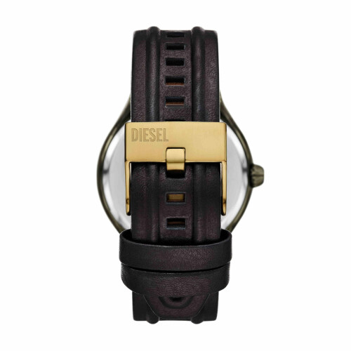 Diesel STREAMLINE - Heren Horloge 44 mm - Groen iriserend kristal - Zwart leren bandje Tweedehands