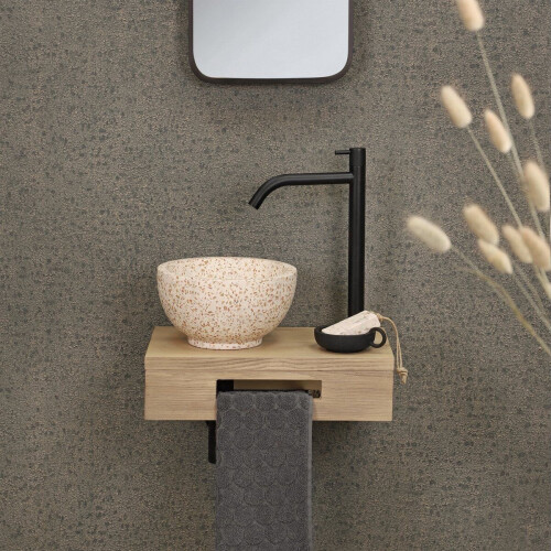 Differnz Fonteinplank - Hout 40x25x10cm - Uitsparing voor handdoek - Licht Eiken