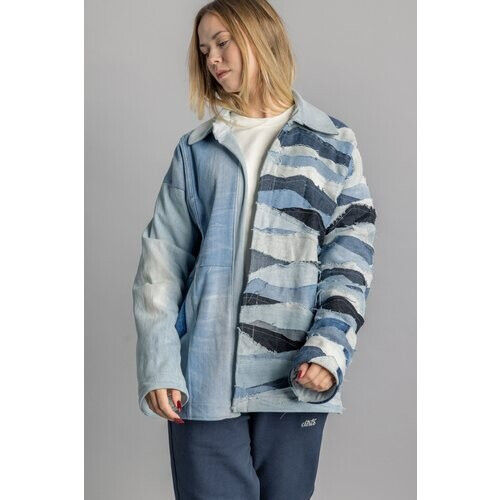 DIRTS dames vegan Denim Jack Upcycled Blauw Tweedehands