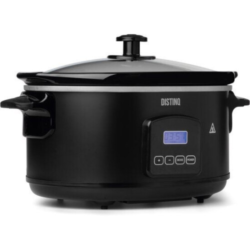 DistinQ Slowcooker 6L - Digitale Timer - Warmhoudfunctie - Zwart Tweedehands