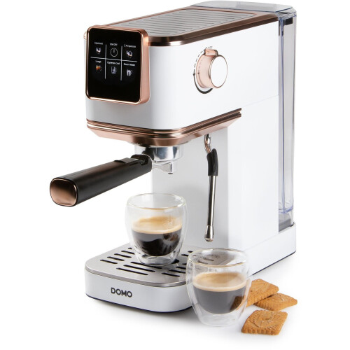Domo DO746K - Espressomachine - 20 bar druk - Matwit met roségouden details Tweedehands