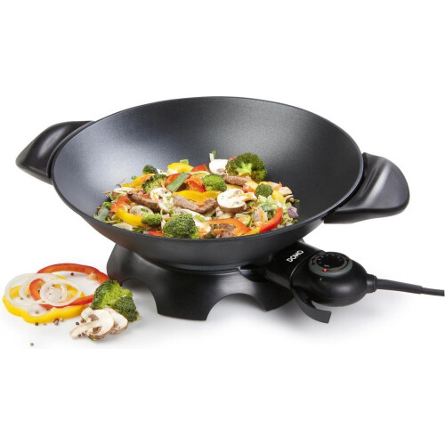 DOMO DO8708W - Elektrische wok - 5 L - Glazen deksel - Zwart Tweedehands