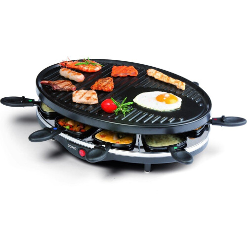 DOMO DO9038G - Gourmetset - Raclette-grill 1200W voor 8 personen - PFAS-vrij (8 stuks)