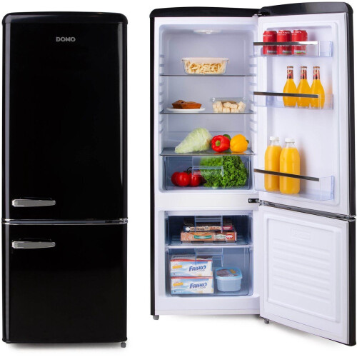 DOMO DO91706R - Retro Koelkast - Koelvriescombinatie 191 L - Zwart