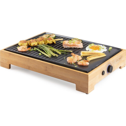 DOMO DO9271G - Plancha Grill - 1800W - PFAS Vrij - Bamboe - 42 x 28 cm