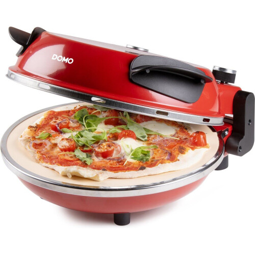 DOMO DO9284PZ - Pizza Oven - Keramische SteenØ 32 cm - 400°C in 5 minuten - Rood