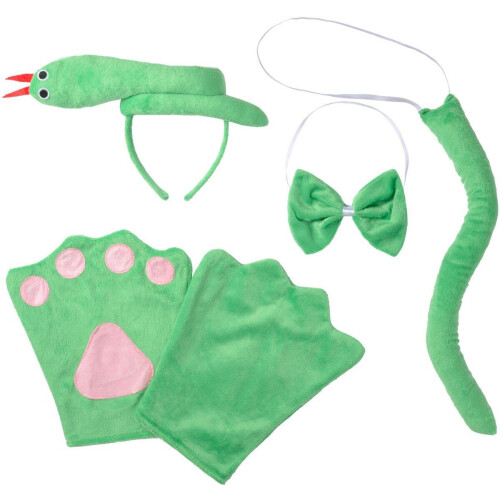 Dressforfun - Accessoireset Slang voor Kinderen - Groene pluche verkleedaccessoires voor Carnaval,