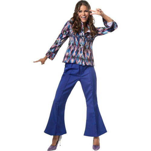dressforfun Disco queen XXL - verkleedkostuum - tweedelig - blauw Tweedehands