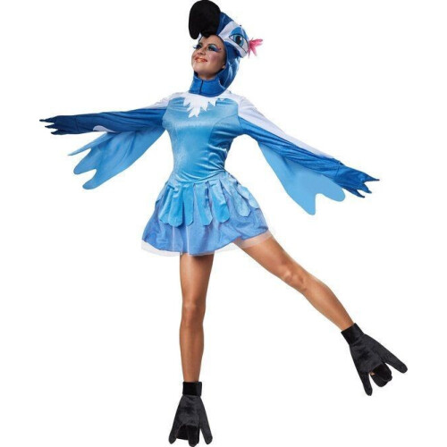 dressforfun Geestige paradijsvogel - Kostuum - Pluizig met klauwvorm muts - Blauw (XXL)