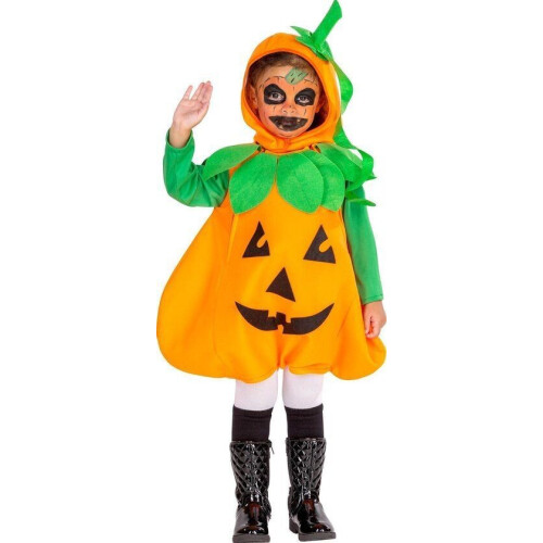 Dressforfun Kinderkostuum pompoen 104 - Halloween kostuum met muts en ritsen - Oranje Tweedehands