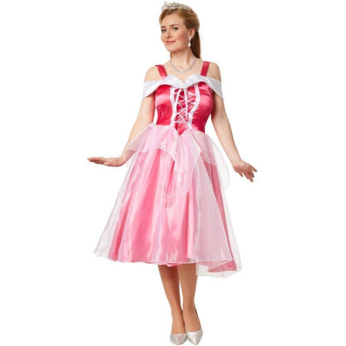 Dressforfun Kostuum prinses Aurora M - Verkleedkleding - Glanzende jurk met tule-overrok - Rosé
