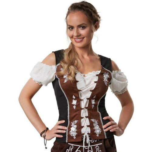 Dressforfun Kostuumblouse Sissi M - Verkleedkleding - Carmenhals vetersluiting - Katoen Tweedehands