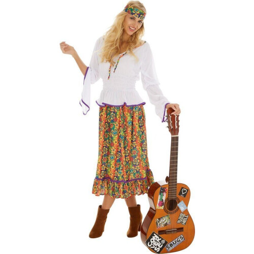 Dressforfun Lady Love & Peace - Vrouwenkostuum - Hippie stijl - XXL Tweedehands