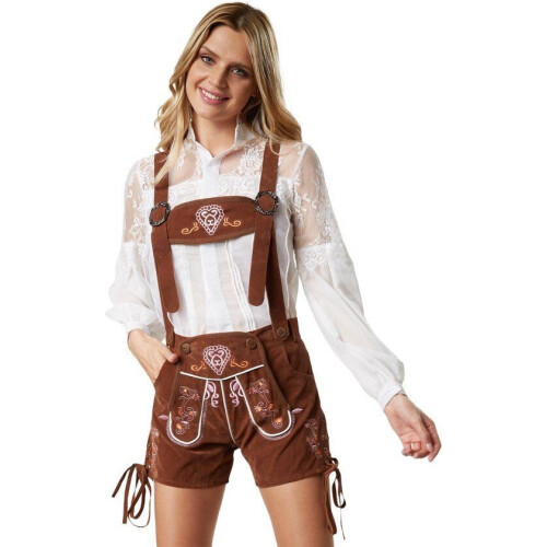 Dressforfun Lederhose Ammersee XL - Verkleedkostuum - Traditionele lederhose met bretels Tweedehands