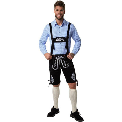 Dressforfun Lederhose Frankenwald M - Verkleedkostuum - Traditionele klederdrachtstijl - Zwart