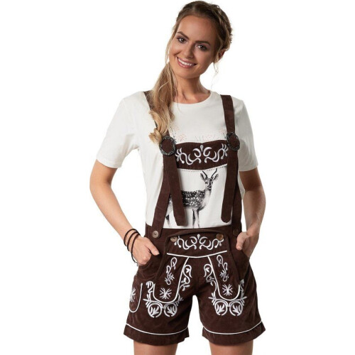 dressforfun Lederhose Weißensee - Verkleedkleding kostuum - Klassieke klederdrachtlook - Bruin (XL)