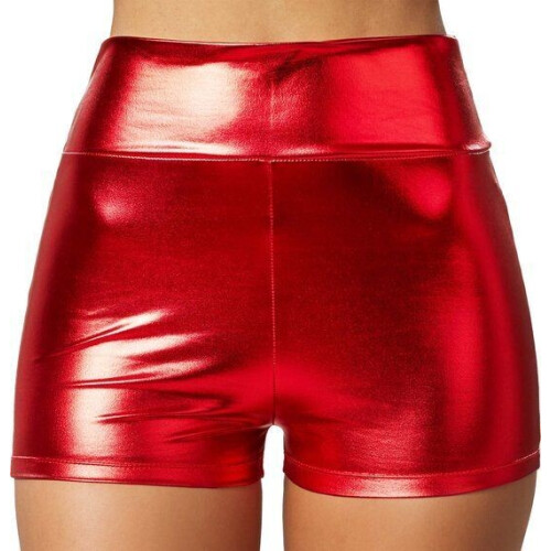 Dressforfun Metallic hotpants - Verkleedkleding - Glanzende afwerking - Rood S Tweedehands