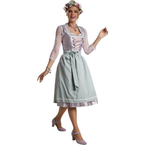 Dressforfun Midi-Dirndl Oberammergau model 2 L - Verkleedkleding - Chique vetersluiting - Bloemenketting Tweedehands