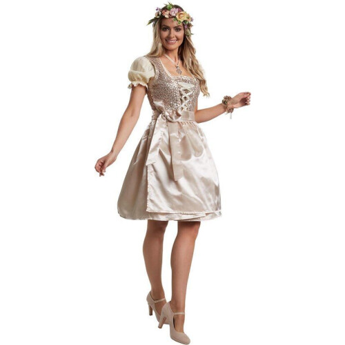 Dressforfun Mini-Dirndl Burgau model 2 - verkleedkleding - pailletten vetersluiting Tweedehands