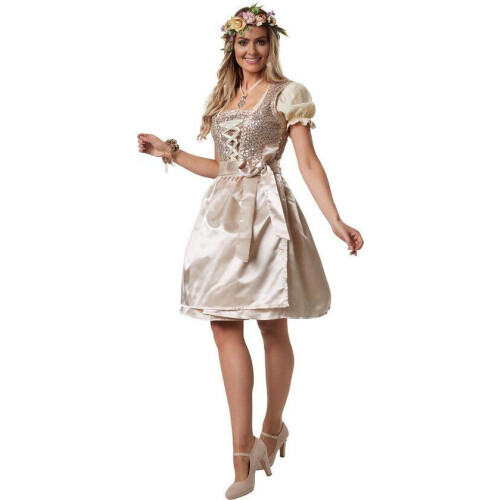 Dressforfun Mini-Dirndl Burgau model 2 XXL - verkleedkostuum - pailletten - zwart