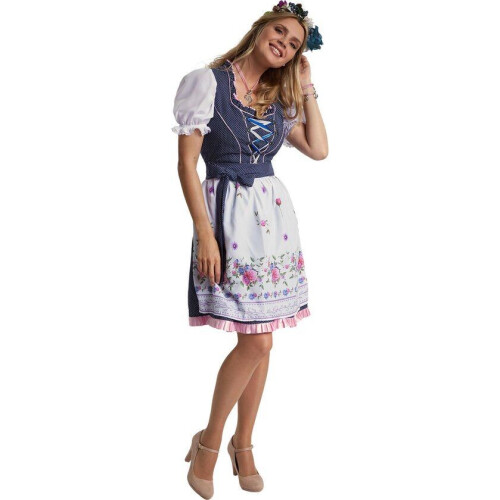 Dressforfun Mini-Dirndl Garching model 2 - verkleedkleding - vetersluiting met strass - donkerblauw (XXL)