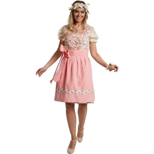 Dressforfun Mini-Dirndl Herrenchiemsee model 2 L - Verkleedkleding - Bloemenmotief - Katoen Tweedehands