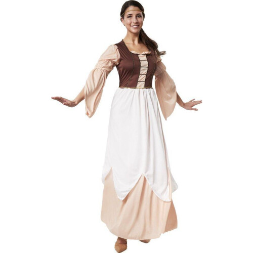 Dressforfun Molenaarsdochter Kostuum - Verkleedkleding Halloween - Huidkleurige jurk met schort - Maat S Tweedehands