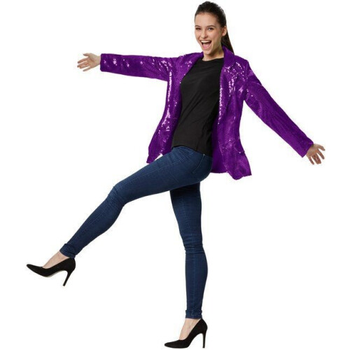 Dressforfun Paillettenjas - Verkleedkleding dames - Glinsterende pailletten - Lila
