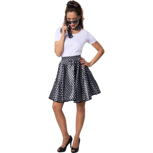 dressforfun - Rock'n'Roll baby M - verkleedkostuum jaren'50 - zwart met stippen