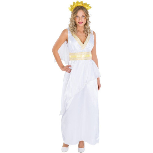 Dressforfun - Vrouwenkostuum Echtgenote Caesar - Lang Kleed met Brokaatborduur en Haartooi Tweedehands