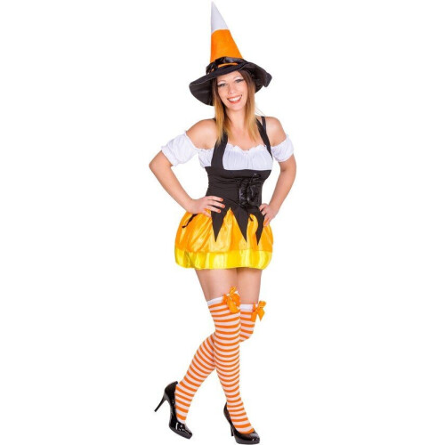 dressforfun Lady - Halloween-vrouwenkostuum - Verleidelijk kleed met hoed en sokken Tweedehands