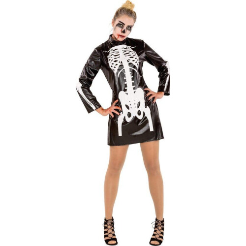 Dressforfun vrouwenkostuum Skelet XL - verkleedkleding kostuum halloween verkleden feestkleding