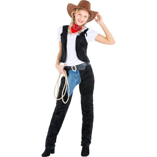 dressforfun Wild Amber - vrouwenkostuum cowgirl - vest met kunstleder - XXL Tweedehands