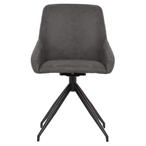 Dutchbone Laurel - Eetkamerstoel - 360° Draaibaar - Antraciet - 60x51x85 cm