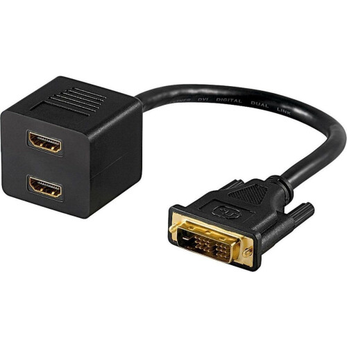 Delock Adapter DVI-D Dual Link - 2x HDMI splitter - Zwart Tweedehands