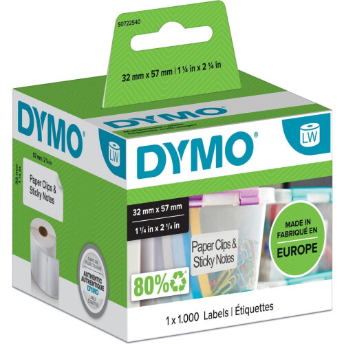 DYMO - LabelWriter - Multifunctionele labels 57 mm x 32 mm - 1000 zelfklevende etiketten (1 rol) Tweedehands