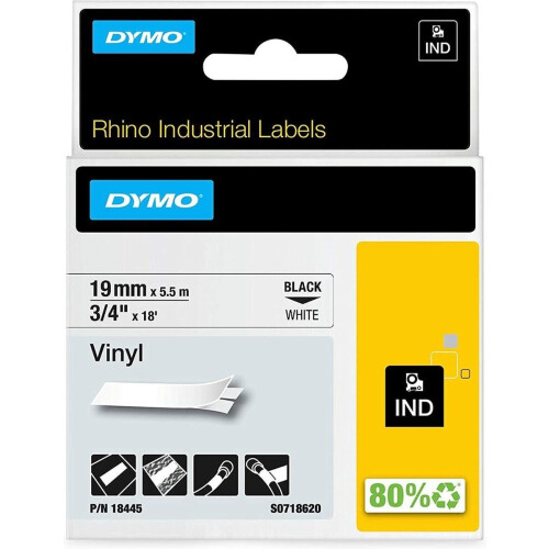 DYMO Rhino - Vinyl Labels - 19 mm x 5,5 m - Zwart op Wit