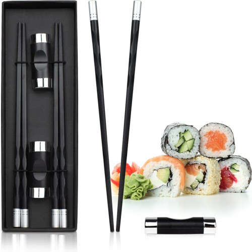 Dymund® Chopsticks Set - 2 paar eetstokjes - Incl. 2 Eetstokjes Houders - Vaatwasserbestendig - RVS - Zilver Tweedehands