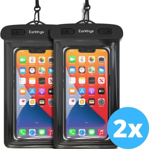 Earkings Drybag - Waterdichte telefoonhoesjes - Onderwater hoesje voor alle telefoons - Zwart (2 stuks)